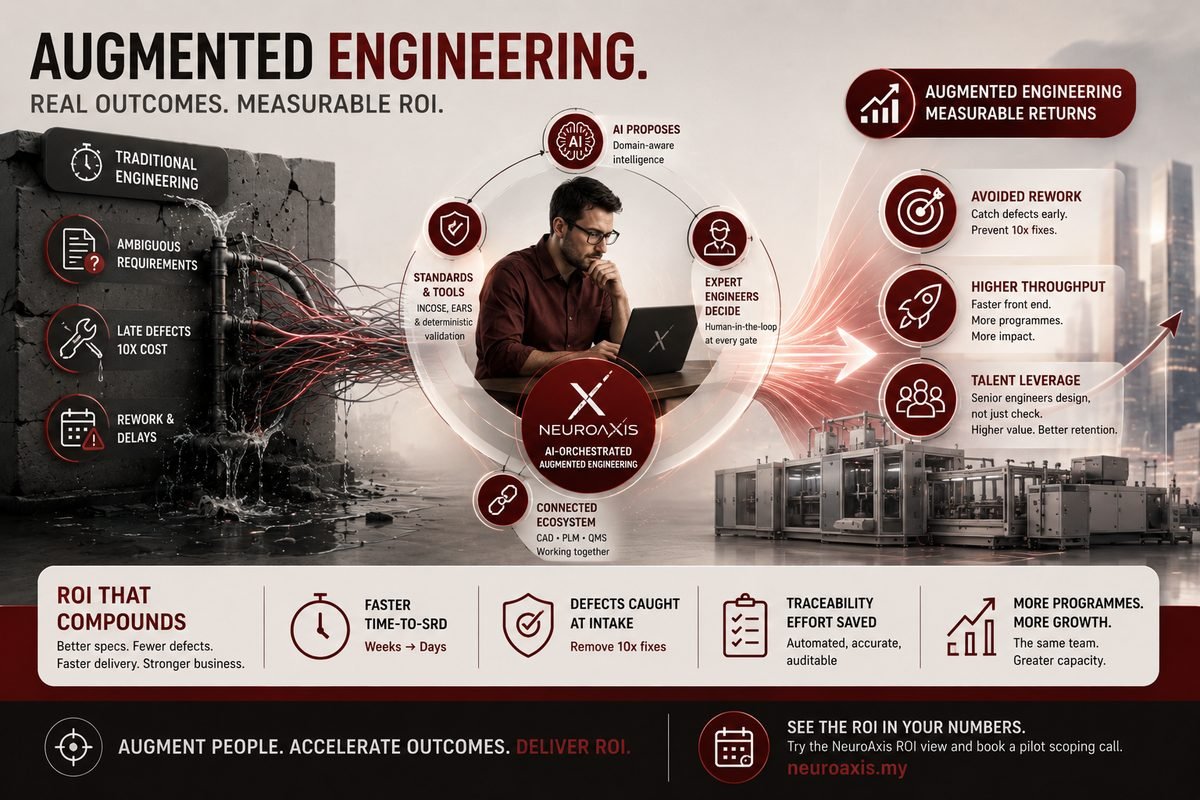 Illustration weighing the return on augmented engineering against AI hype